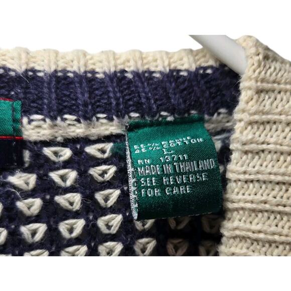 Vintage Claybrooke Mens Grandpa Black Cream Polka Dot Sweater Large - Picture 4 of 4